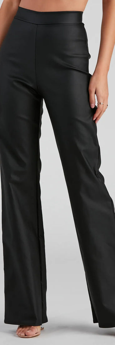 Stylish Ambition Coated Wide-Leg Pants