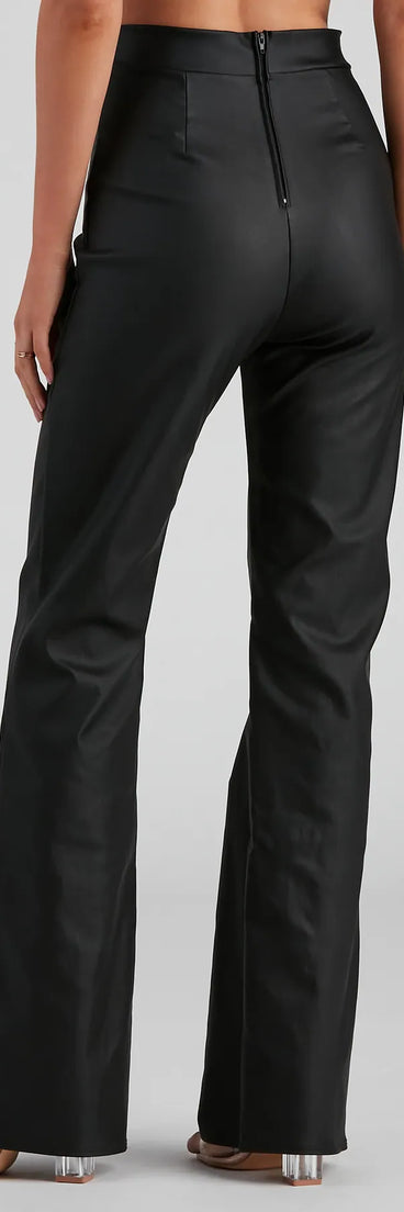 Stylish Ambition Coated Wide-Leg Pants