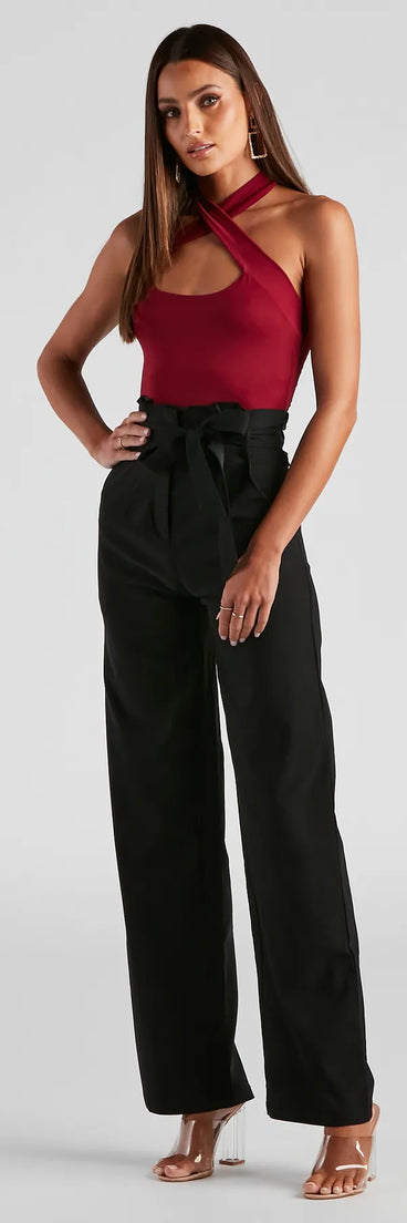 So Poised Paper Bag Wide Leg Pants