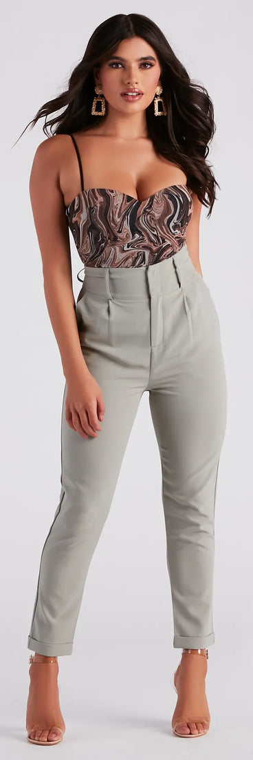 Perfectly Pleated Cuffed Trouser Pants