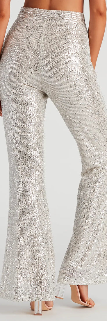 Sparkle Show Sequin Flare Pants