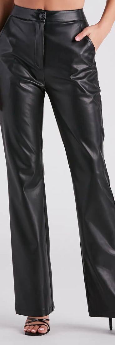 Major Slay Faux Leather Wide-Leg Pants