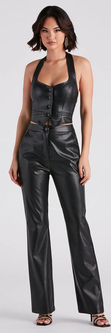 Major Slay Faux Leather Wide-Leg Pants