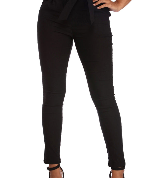 High Waist Paperbag Skinny Dress Pants