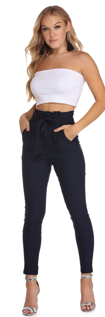 High Waist Paperbag Skinny Dress Pants