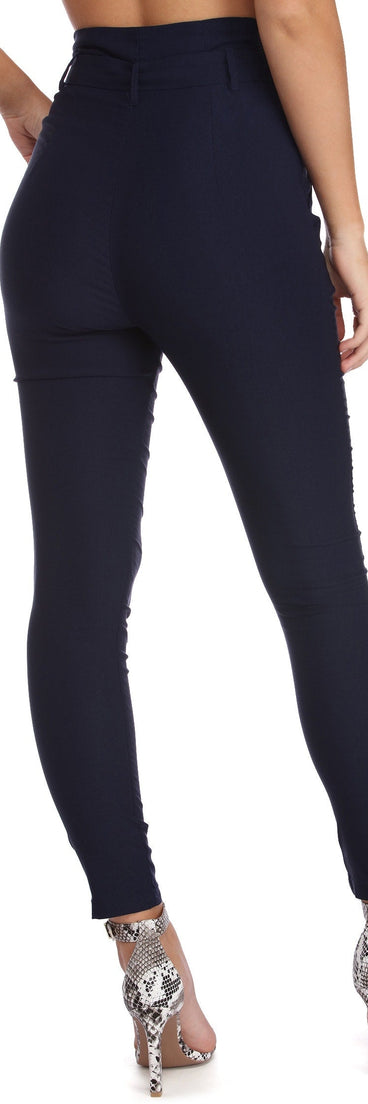 High Waist Paperbag Skinny Dress Pants