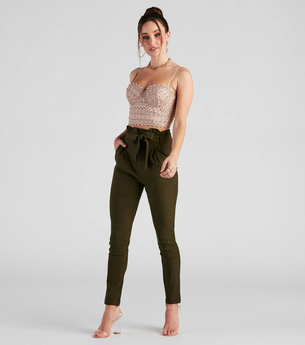 High Waist Paperbag Skinny Dress Pants & Windsor