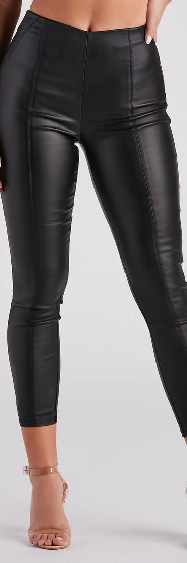 Top Spot Coated Faux Leather Skinny Pants