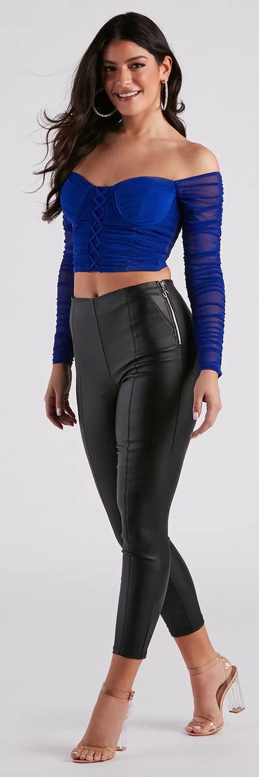 Top Spot Coated Faux Leather Skinny Pants