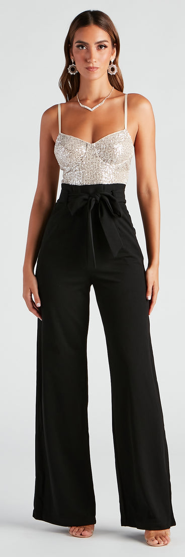 Catch Me In Sequin Wide-Leg Jumpsuit