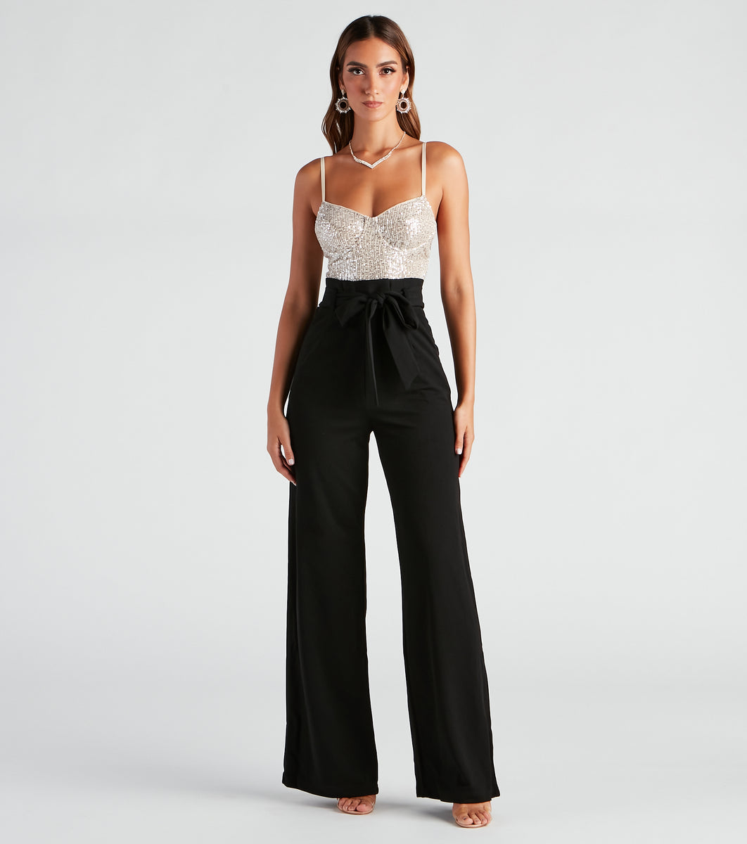 Catch Me Sequin Wide-Leg Jumpsuit