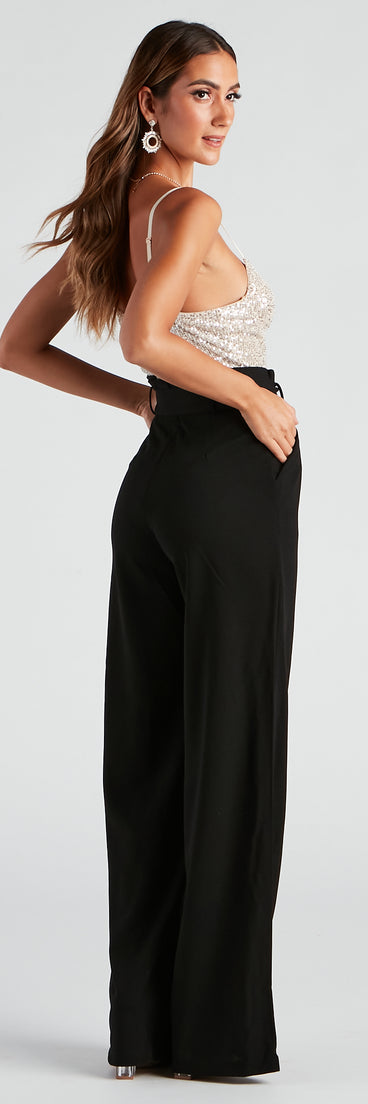 Catch Me In Sequin Wide-Leg Jumpsuit