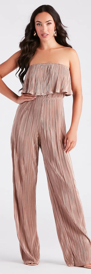 Happy Hour Chic Strapless Plisse Jumpsuit
