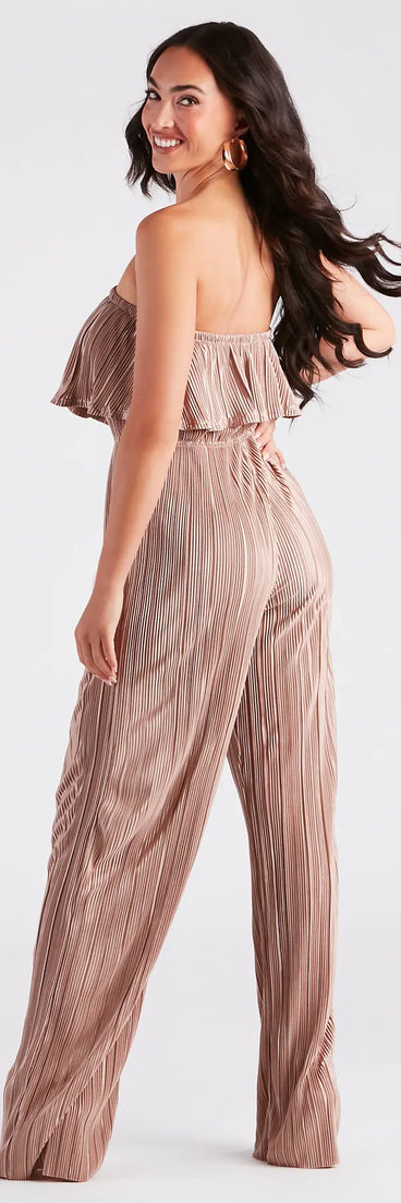 Happy Hour Chic Strapless Plisse Jumpsuit