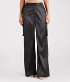 Dress Me Up Satin Straight-Leg Cargo Pants