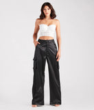 Dress Me Up Satin Straight-Leg Cargo Pants