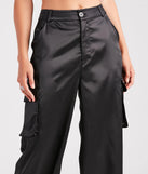 Dress Me Up Satin Straight-Leg Cargo Pants