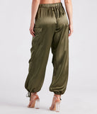 Pulling Strings Satin High-Rise Cargo Pants
