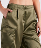 Pulling Strings Satin High-Rise Cargo Pants