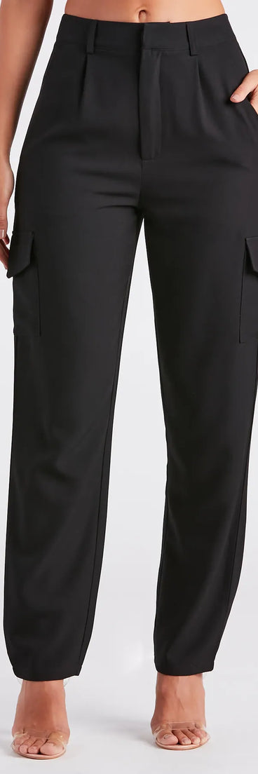 Cool Sophistication High Rise Cargo Trouser Pants