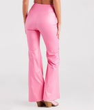 Fashion Doll Rhinestone Faux Leather Flare Pants