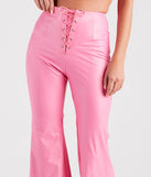 Fashion Doll Rhinestone Faux Leather Flare Pants