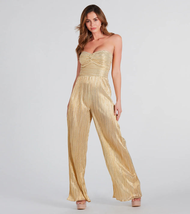 All The Attention Metallic Strapless Jumpsuit | Windsor