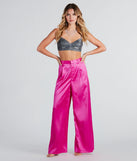 Power Vibe Satin Wide-Leg Trouser Pants