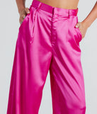 Power Vibe Satin Wide-Leg Trouser Pants
