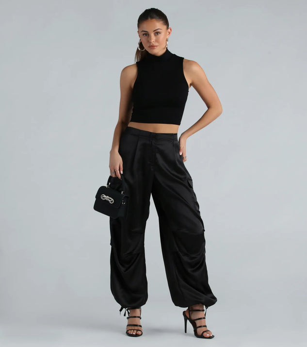 Pulling Strings Satin High-Rise Cargo Pants | Windsor
