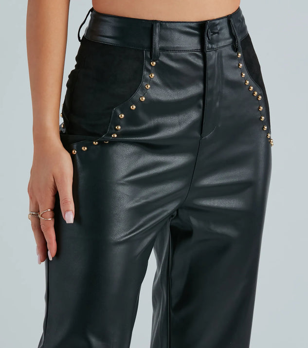Western Flair Studded Faux Leather Pants | Windsor