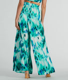 Forever Muse Abstract Satin Wide-Leg Pants