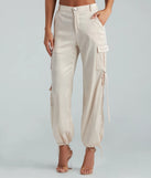 City Sleek Satin Cargo Joggers