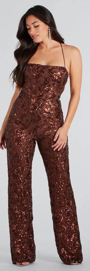 Radiate In Sequins Lace-Up Jumpsuit