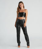 Rock Of Ages Faux Leather Straight-Leg Pants is a trendy pick to create 2024 concert outfits, festival dresses, outfits for raves, or to complete your best party outfits or clubwear!