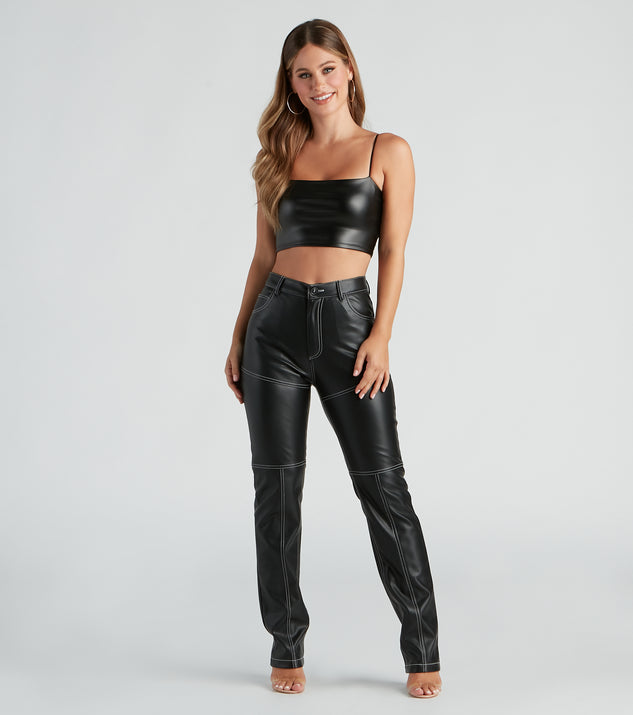 Rock Of Ages Faux Leather Straight-Leg Pants Rock Of Ages Faux Leather Straight-Leg Pants