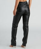 Rock Of Ages Faux Leather Straight-Leg Pants is a trendy pick to create 2024 concert outfits, festival dresses, outfits for raves, or to complete your best party outfits or clubwear!