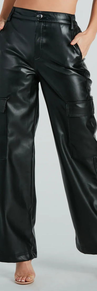 Upgraded Style Faux Leather Wide-Leg Pants