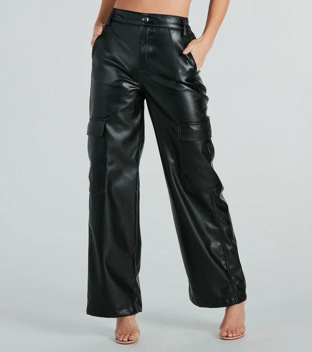Upgraded Style Faux Leather Wide-Leg Pants | Windsor