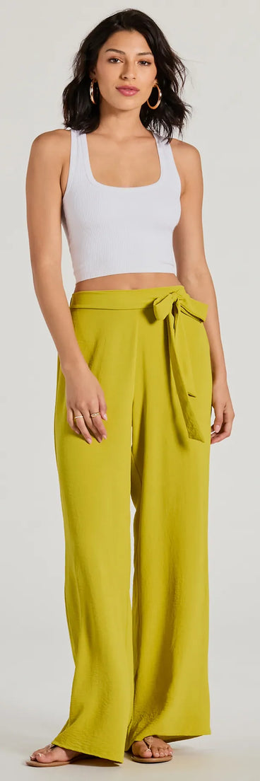 Coastal Style Woven Tie-Waist Wide-Leg Pants