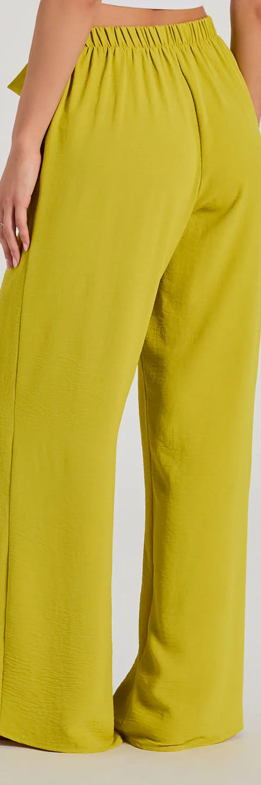 Coastal Style Woven Tie-Waist Wide-Leg Pants