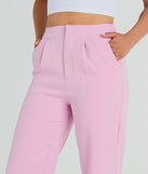 Step into seasonal style with the Style So Chic Straight-Leg Woven Trouser Pants, a pair of women's pink pants in a rich winter color, ideal for creating chic holiday party attire or a night-out look.
