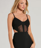 Chic Position Cutout Mesh Crepe Wide-Leg Jumpsuit