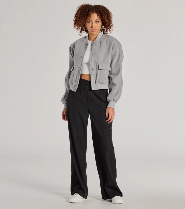 Create bold, fashion-forward looks for spring or summer with the Chic City High-Rise Trouser Pants in black, a must-have piece from Windsor’s collection of stylish bottoms for women.