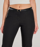Create bold, fashion-forward looks for spring or summer with the Sleek Perfection High-Rise Belted Skinny Pants in black, a must-have piece from Windsor’s collection of stylish bottoms for women.