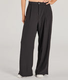 Make a statement with the Posh Play High Rise Wide Leg Trouser Pants, women's black pants featuring stylish fits and glam finishes, perfect for a trendy outfit of the day or seasonal celebrations.
