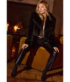 The Ready For Glam Faux Leather Pants is a trendy women's bottom in black, designed with modern details and alluring textures to complete chic outfits for 2025.