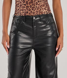 Create bold, fashion-forward looks for spring or summer with the Glam In Motion Faux Leather Wide-Leg Pants in black, a must-have piece from Windsor’s collection of stylish bottoms for women.