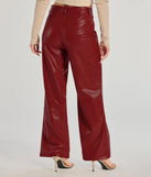 The Chic Babe Faux Leather Croc-Embossed Wide-Leg Pants is a trendy women's bottom in red, designed with modern details and alluring textures to complete chic outfits for 2025.