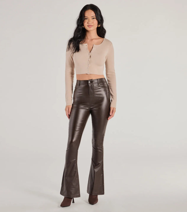 Trendsetter Alert Coated Faux Leather Flared Pants | Windsor